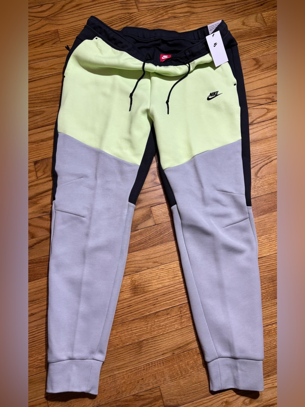 Nike Tech Fleece Tapered Jogger Sweatpants gray lime green men’s sz XXL-tall new - Picture 4 of 8